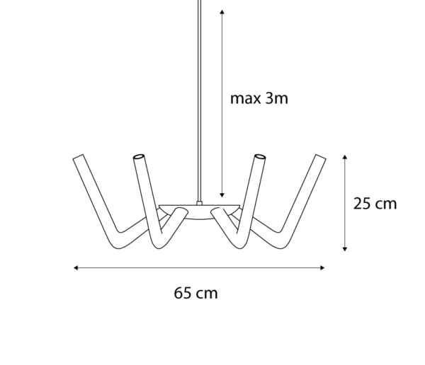 dimension du luminaire Aracni 6 longueur et largeur 65 cm sur 25 cm de haut